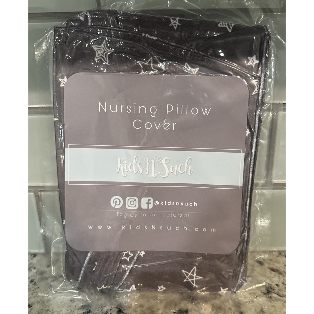 New Kids N Such Nursing Pillow Cover Gray & White Stars Print Minkey Baby Shower